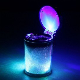Type-r led ashtray with multicolor led for cars - silver