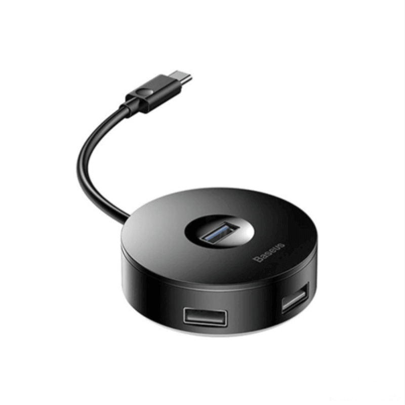 Baseus round box type-c hub adapter with 3 usb 3.0 usb 2.0 usb - black