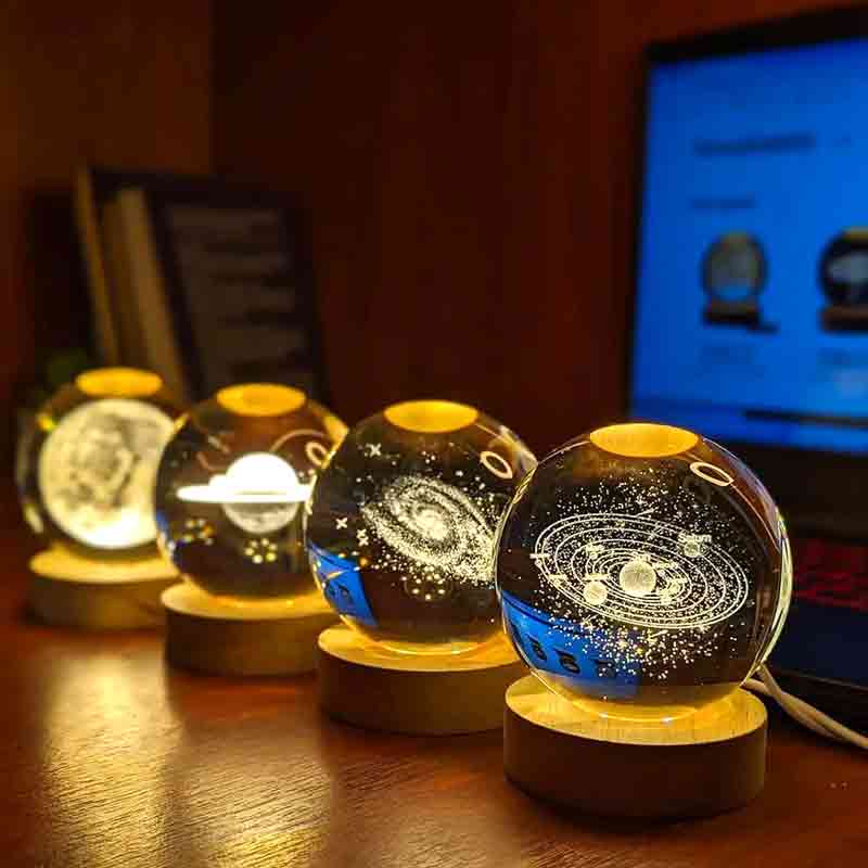 Electric 3D Galaxy and Moon Crystal Lamp Ball