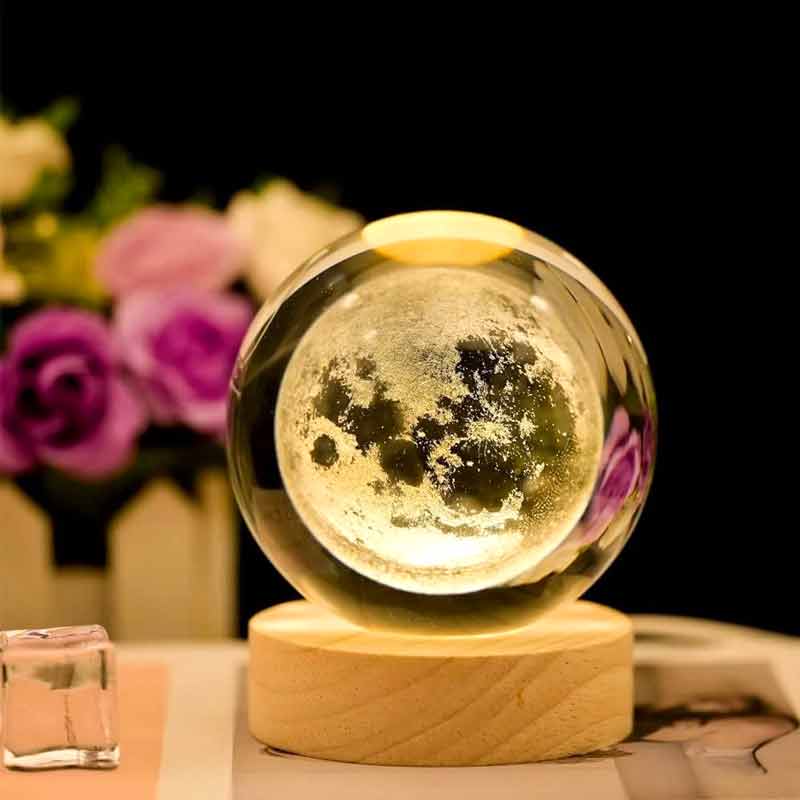 Electric 3D Galaxy and Moon Crystal Lamp Ball