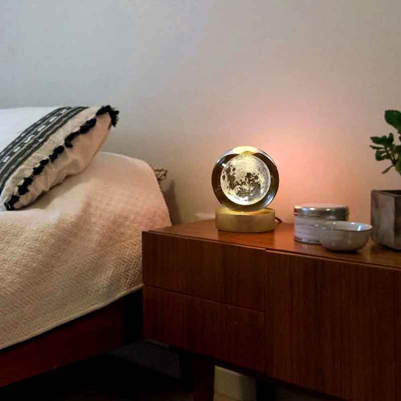 Electric 3D Galaxy and Moon Crystal Lamp Ball