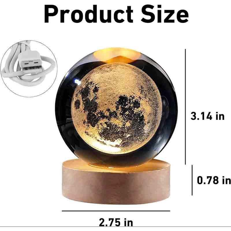 Electric 3D Galaxy and Moon Crystal Lamp Ball