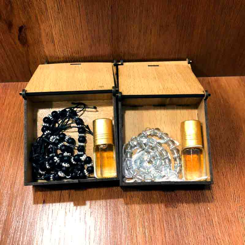 Ramadan Kareem Gift Box | Tasbeeh & Ittar Set | Islamic Festival Essentials & Mubarak Gift