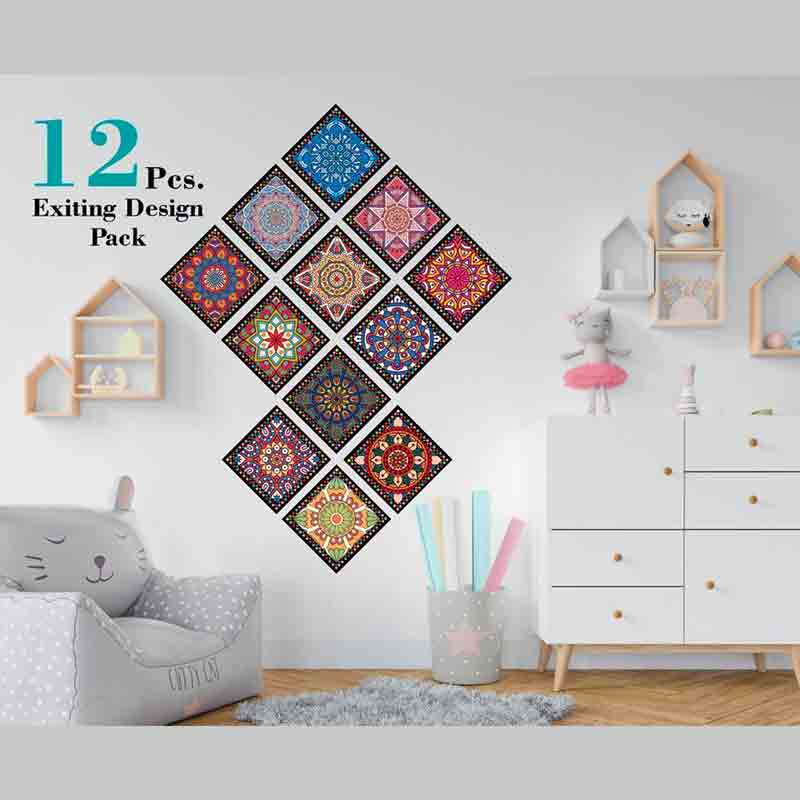 Tile Stickes for Bathroom, Bedroom, Kitchen Waterproof 12 Pcs