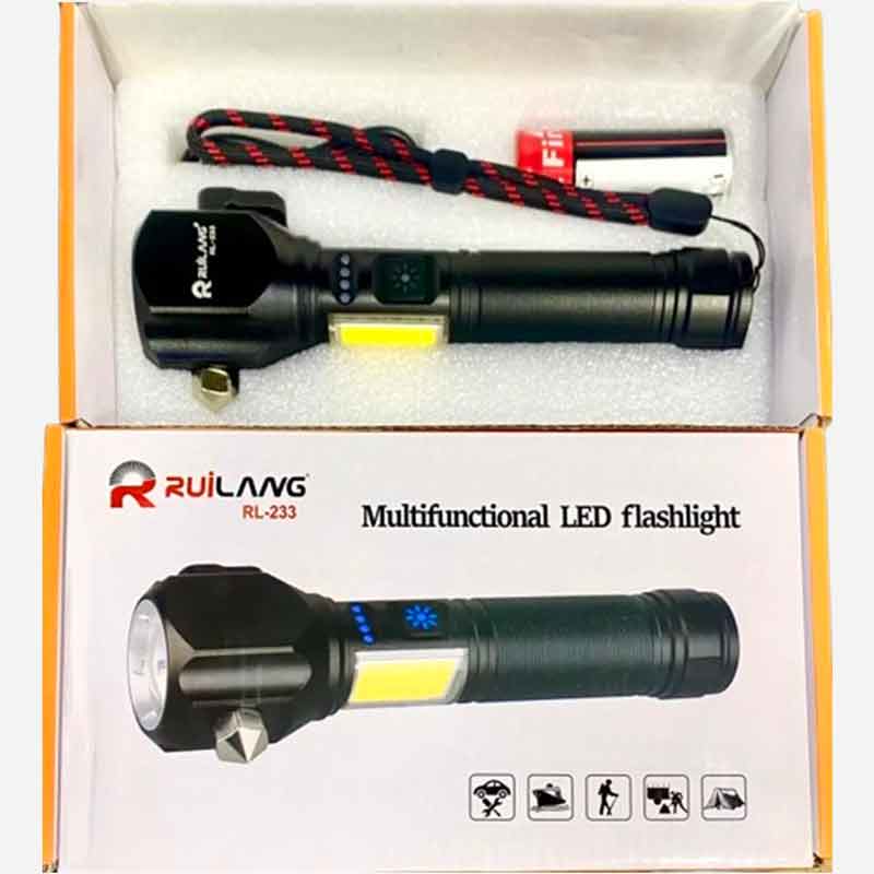 Multifunctional High Power Telescopic Rechargeable Torch With RGB LED Flashlight