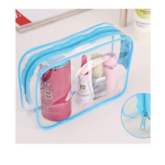Travel makeup cosmetic bag toiletry zip pouch - blue
