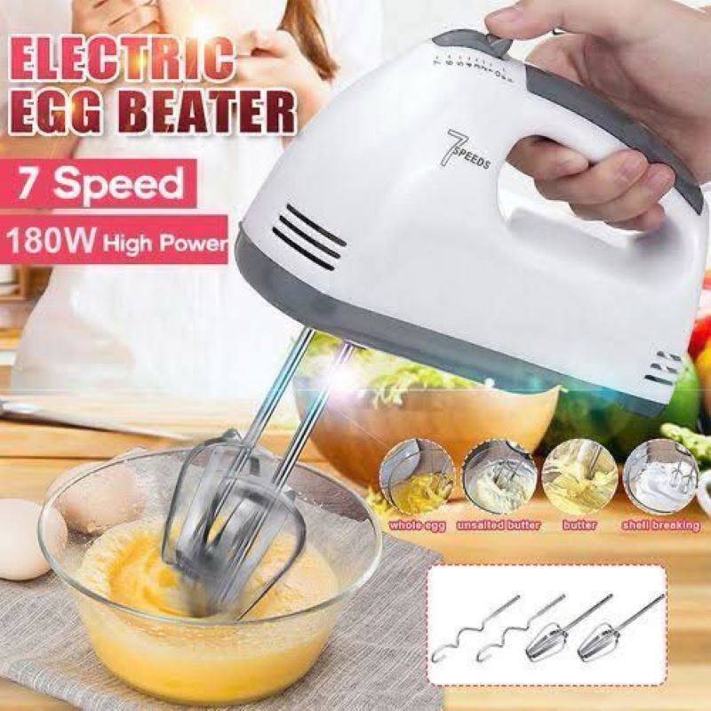 Electric Scarlett Hand Mixer – 7-Speed Egg Beater with Chrome Beaters