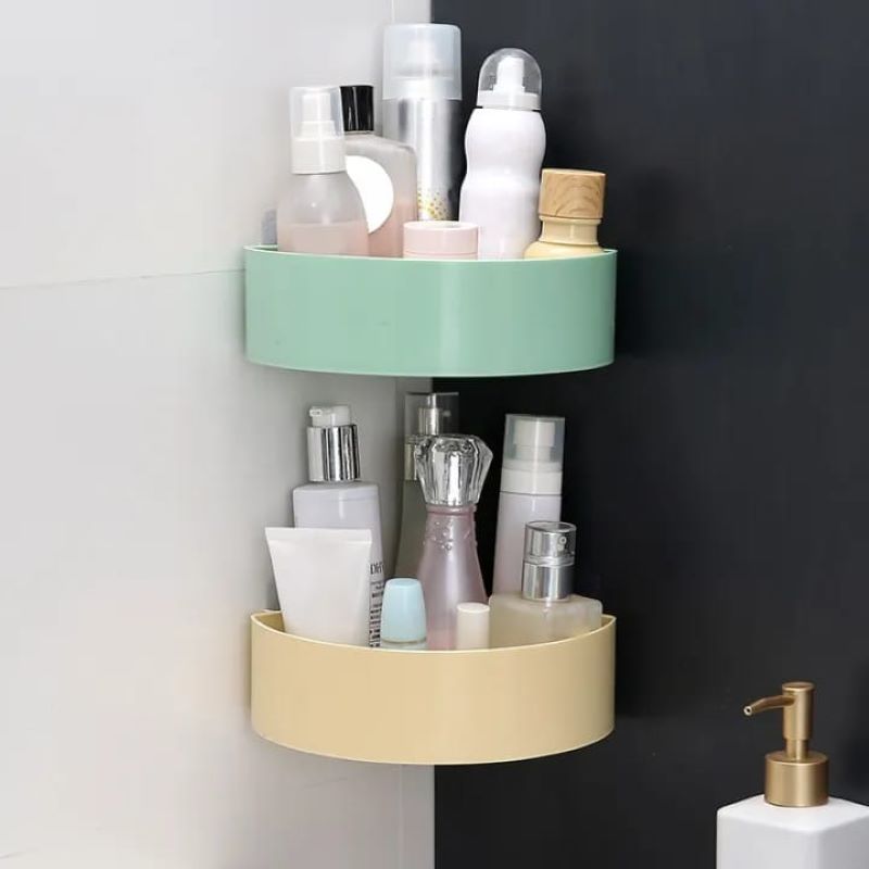 Wall-Mounted Plastic Shelf | Bathroom & Kitchen Storage Rack with Drain Holes for Shampoo & Essentials