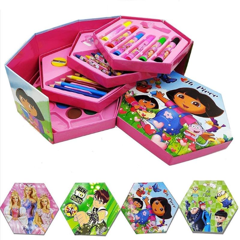 46-in-1 Kids Art Box – Painting & Coloring Set with Crayons, Pencils, Watercolors & Markers