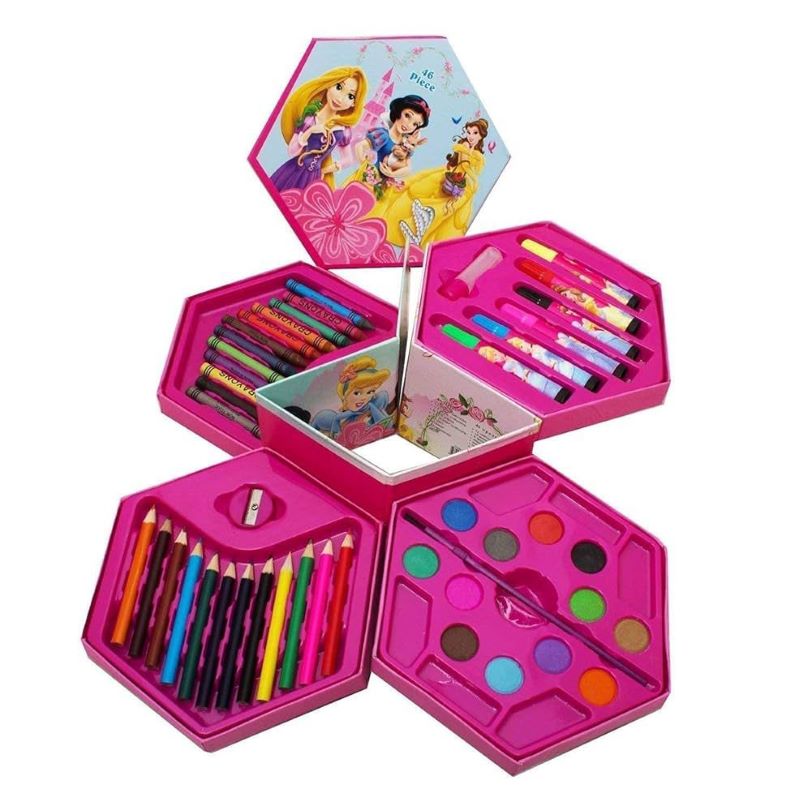 46-in-1 Kids Art Box – Painting & Coloring Set with Crayons, Pencils, Watercolors & Markers