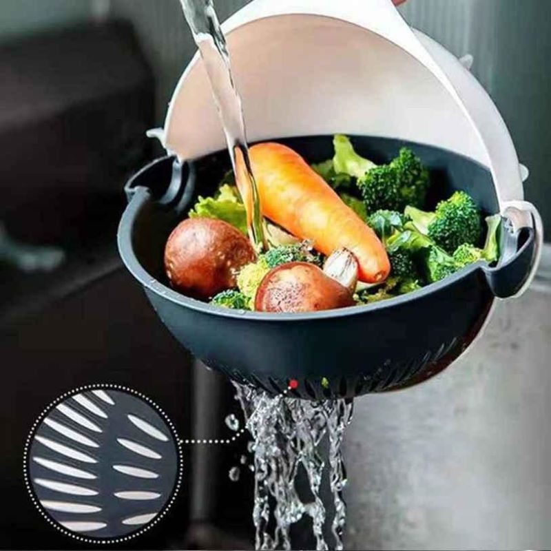 (7 in 1 ) Multifunctional Vegetable Cutter with Wet Rotating Drain Basket Strainer