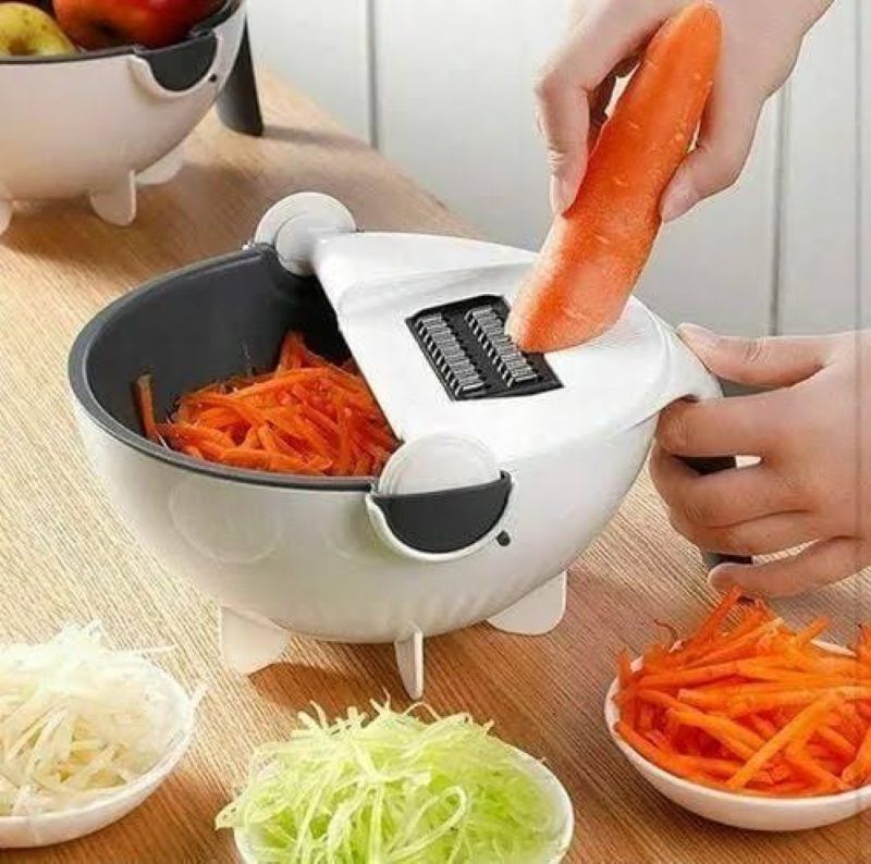 (7 in 1 ) Multifunctional Vegetable Cutter with Wet Rotating Drain Basket Strainer