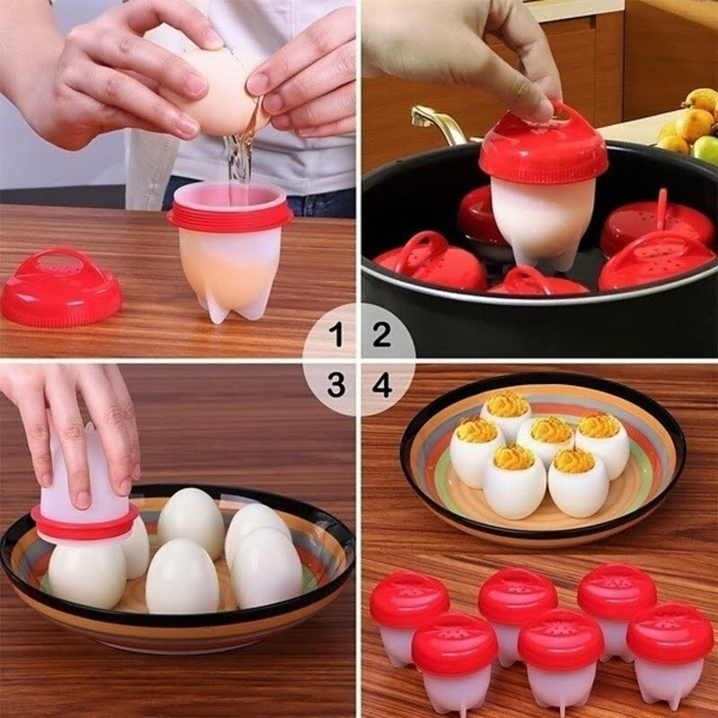 Egg cooker-silicone egg poacher cups for boiling eggs & boil without the egg shell (pack of 6)