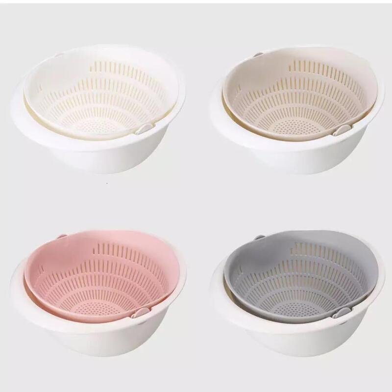 Kitchen strainer basket double drain bowl rice washing noodles vegetables, fruits washing