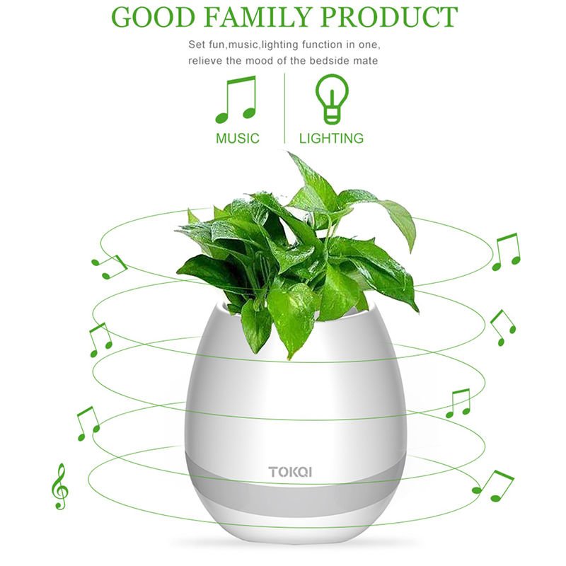 Smart touch music flower pot with bluetooth speaker