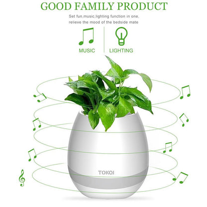 Smart touch music flower pot with bluetooth speaker