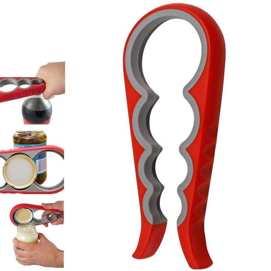 Multi purpose manual jar opener bottle opener 4-in-1