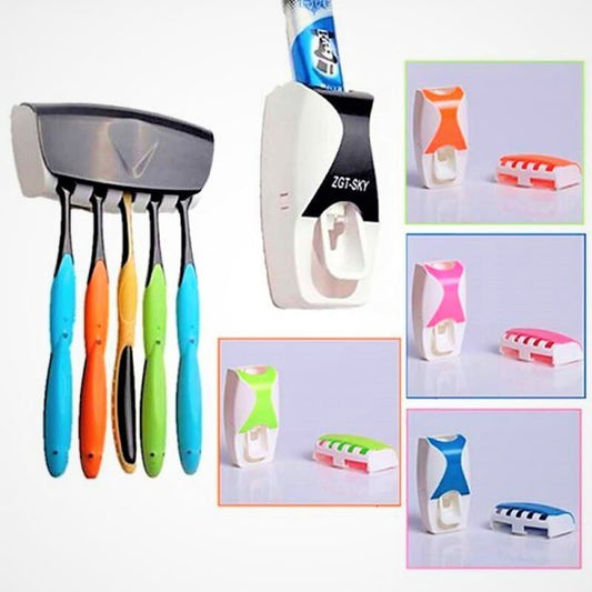 Automatic Toothpaste Dispenser Toothpaste Squeezing Device Toothbrush Holder Set Bathroom