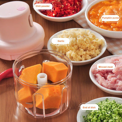 Wireless mini electric garlic food chopper meat cutter stainless steel blade mini cordless electric kitchen grinder