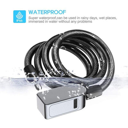 Anti-theft stainless steel keyless bicycle lock with usb charge fingerprint lock ip66 waterproof