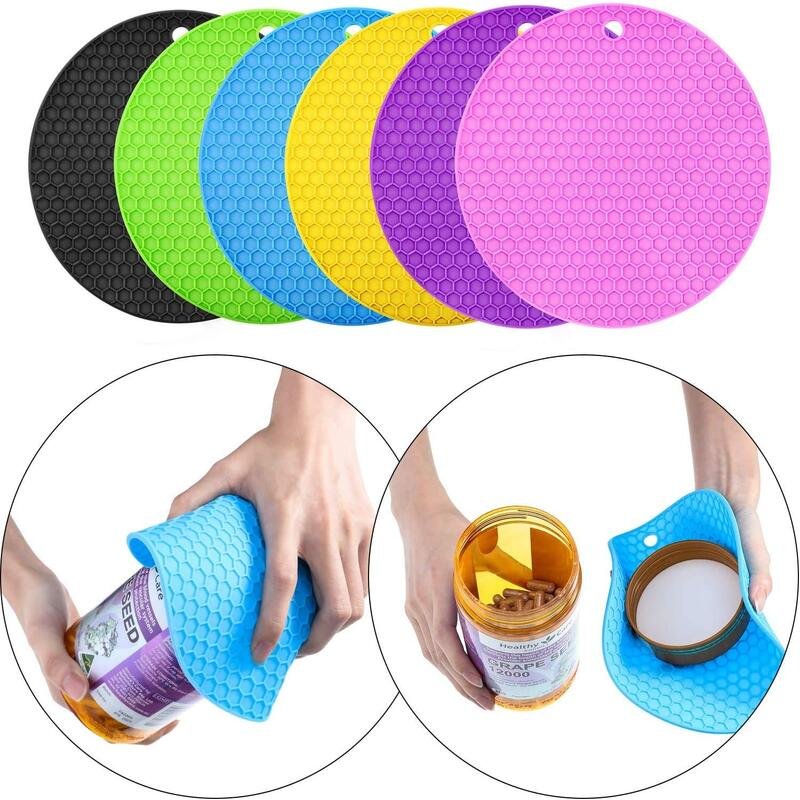 Pack of 2 Silicone Pot Holder and Oven Mitts, Multipurpose Heat Resistant Anti-Slip Honeycomb Rubber Insulation Trivet