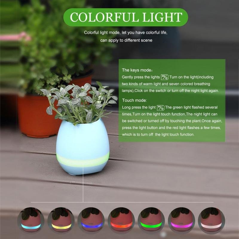 Smart touch music flower pot with bluetooth speaker