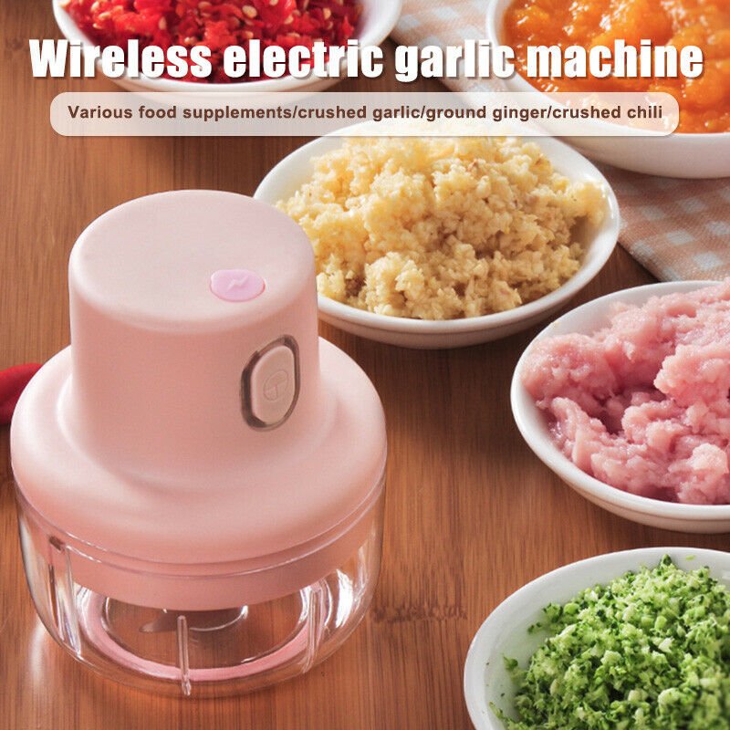 Wireless mini electric garlic food chopper meat cutter stainless steel blade mini cordless electric kitchen grinder