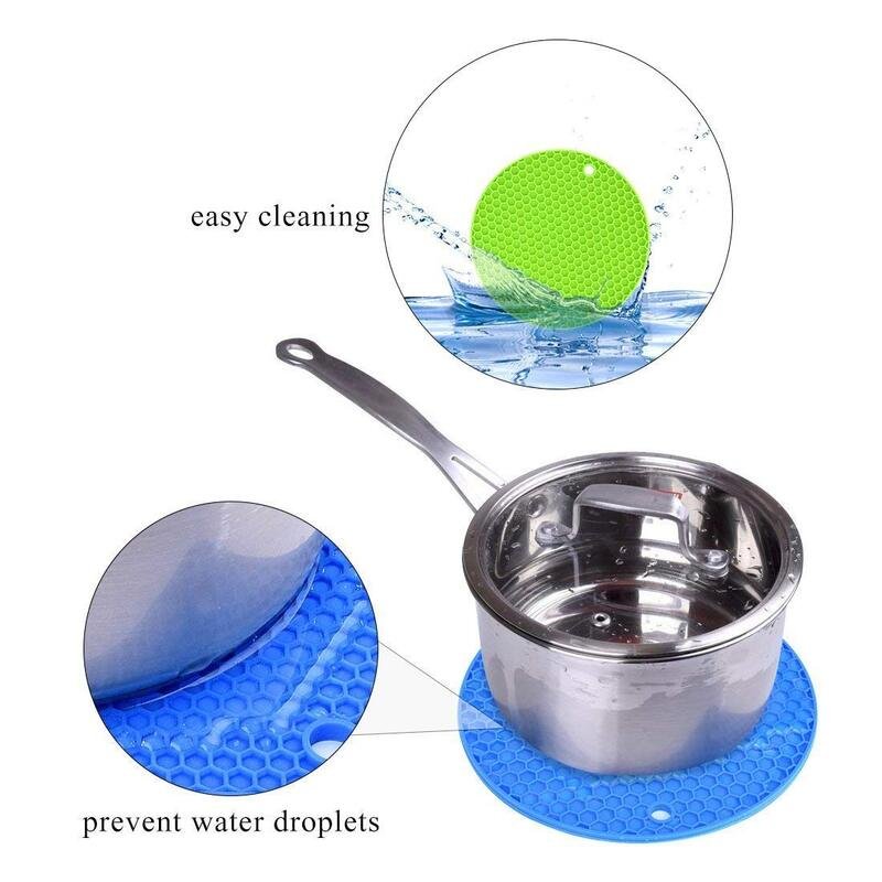 Pack of 2 Silicone Pot Holder and Oven Mitts, Multipurpose Heat Resistant Anti-Slip Honeycomb Rubber Insulation Trivet