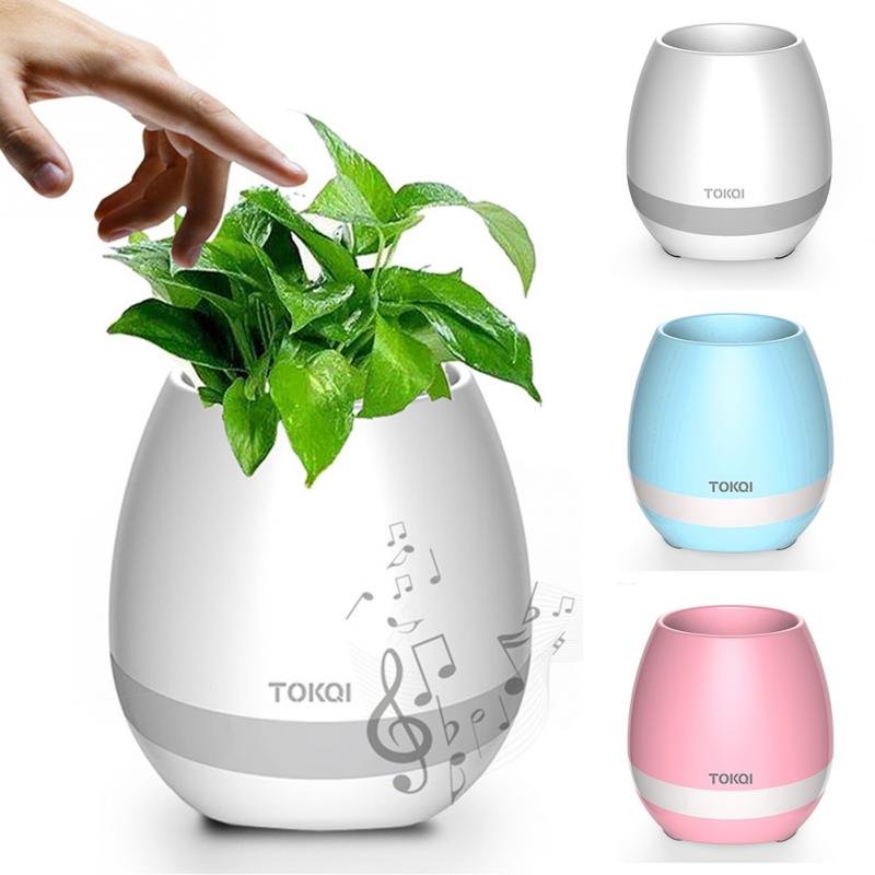 Smart touch music flower pot with bluetooth speaker