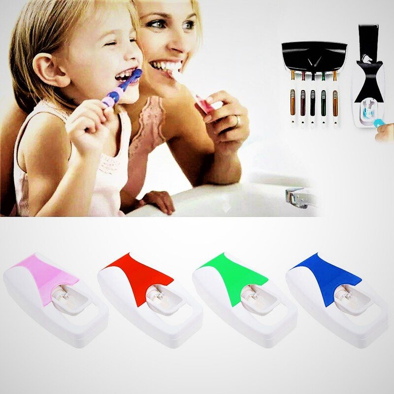 Automatic Toothpaste Dispenser Toothpaste Squeezing Device Toothbrush Holder Set Bathroom