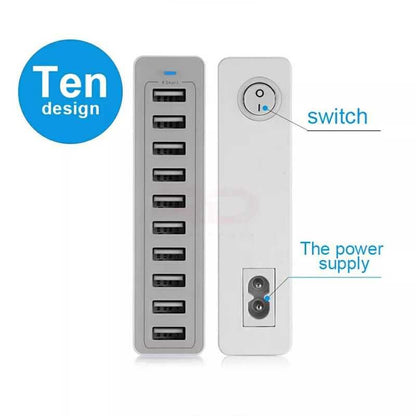 10-Ports Advanced USB Charger Technology