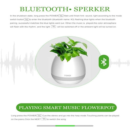 Smart touch music flower pot with bluetooth speaker