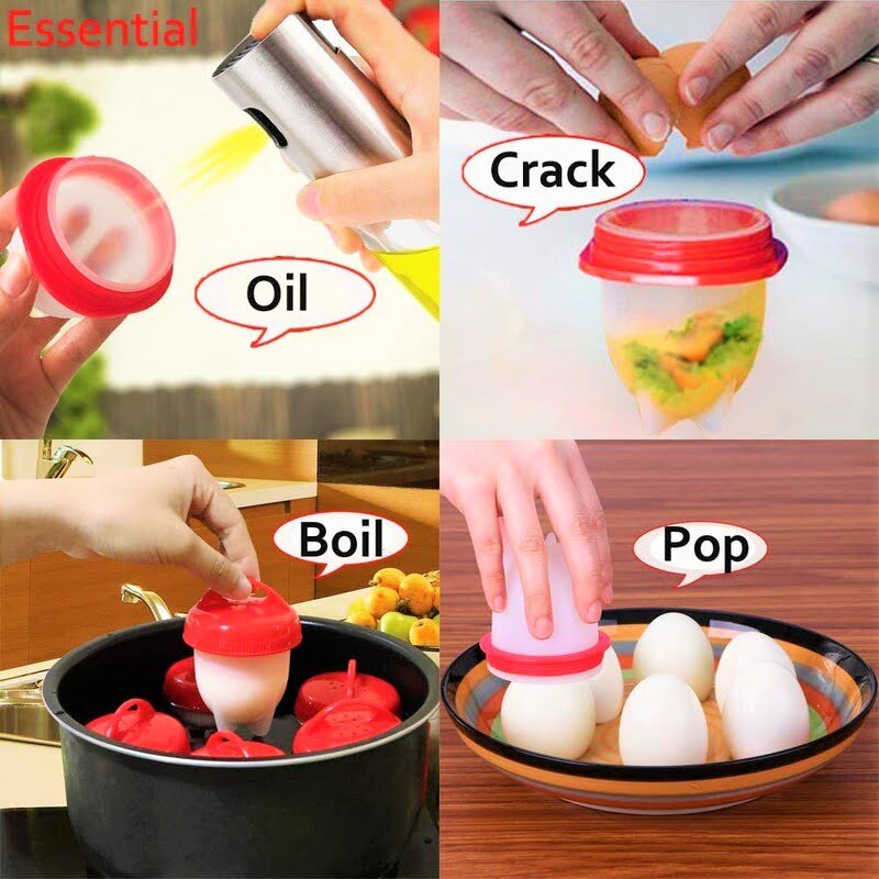 Egg cooker-silicone egg poacher cups for boiling eggs & boil without the egg shell (pack of 6)