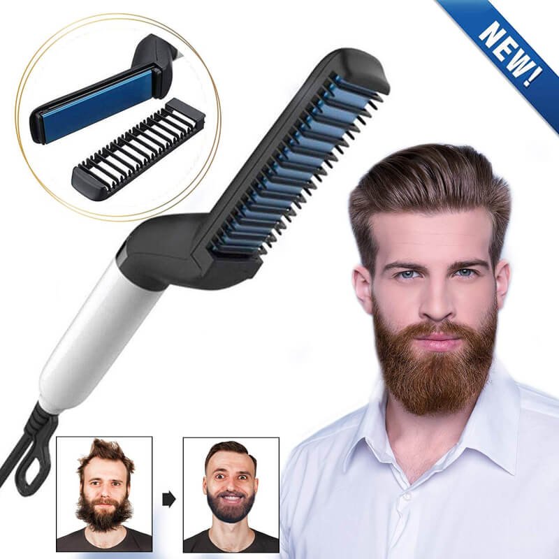 Electric beard/hair straightener for men