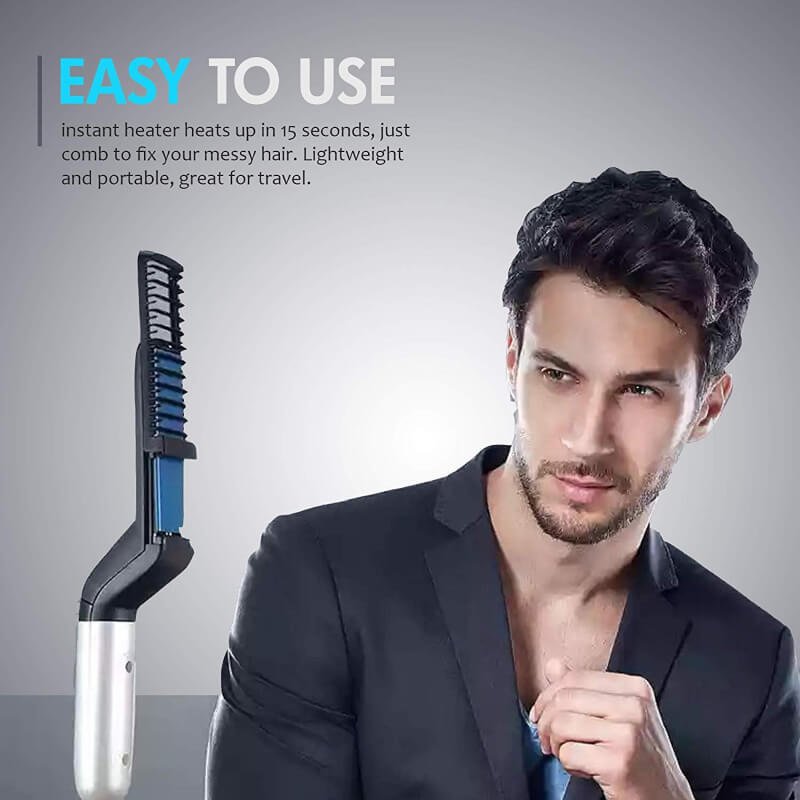 Electric beard/hair straightener for men