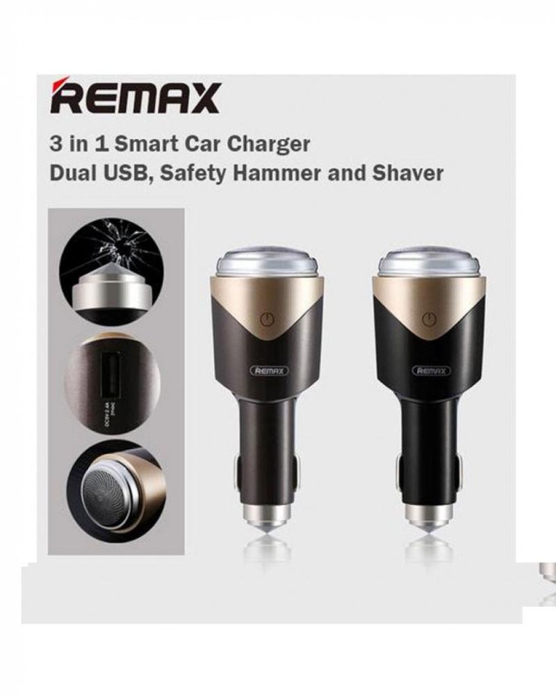 Remax 3 in 1 smart car charger & safety hammer & shaver rt - sp01