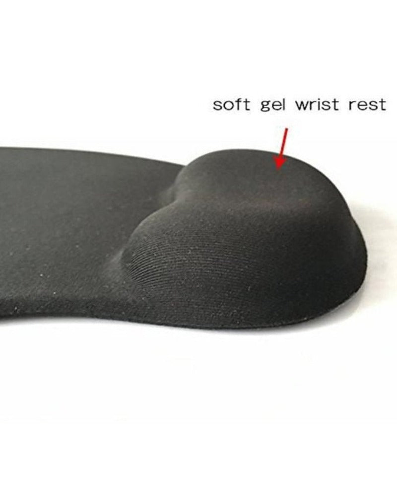 Mouse pad with gel wrist support - black