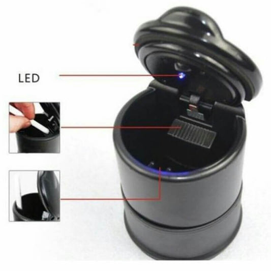 Led portable cigarette ashtray holder cup black