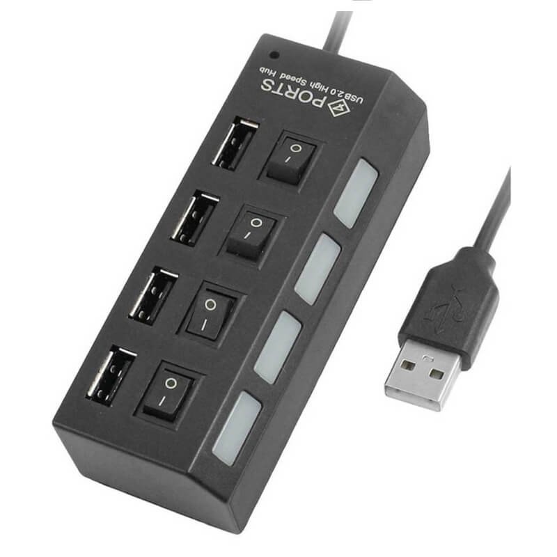 USB HUB 4 PORT 2.0 WITH BUTTON