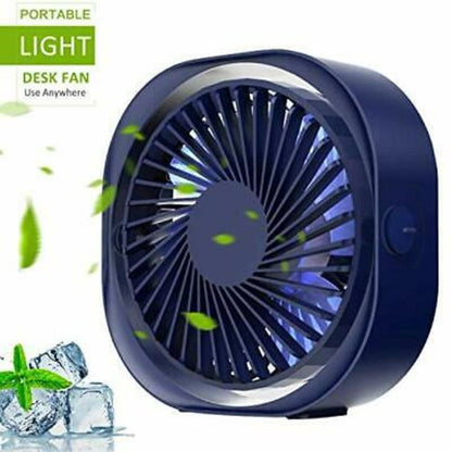 Usb desk fan 360 degree rotation 3 speeds portable desktop table cooling fan