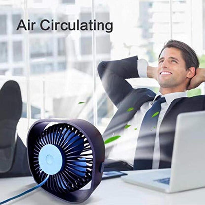 Usb desk fan 360 degree rotation 3 speeds portable desktop table cooling fan