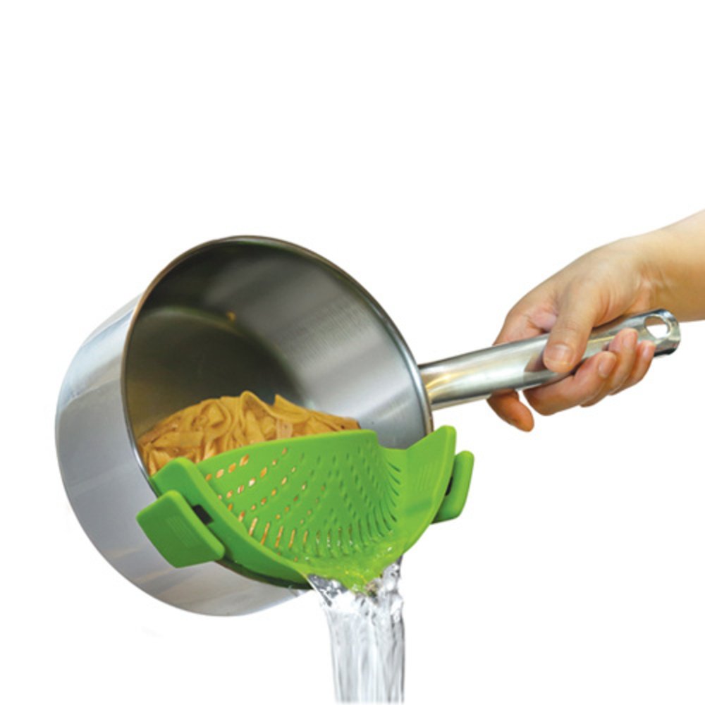 Pot drainer pan strainer silicon filter clip on pot pan