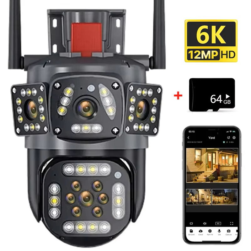 6K 12MP WiFi PTZ Outdoor Security Camera with AI Auto Tracking