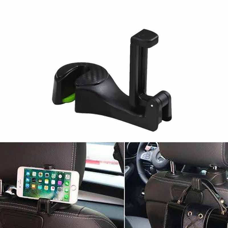 Two-in-one car rear seat hook mobile phone holder