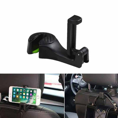 Two-in-one car rear seat hook mobile phone holder