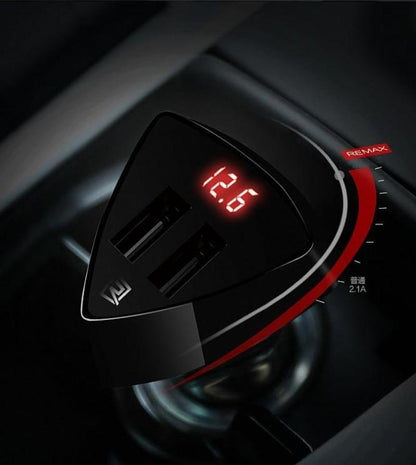 Remax aliens 2usb car charger voltage indicator 3.4a rcc-208 - black