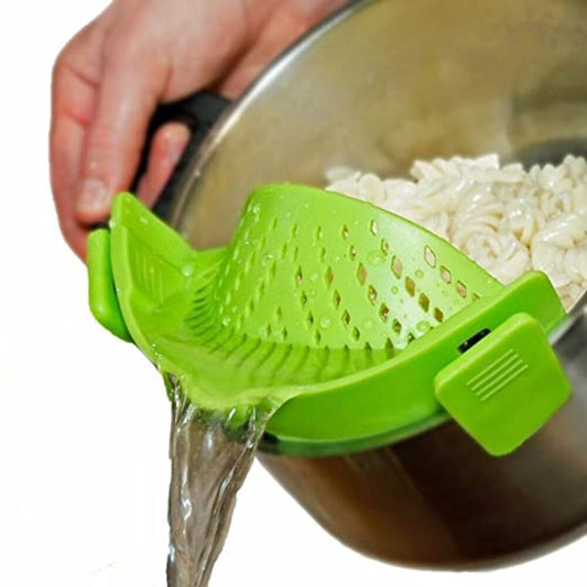 Pot drainer pan strainer silicon filter clip on pot pan