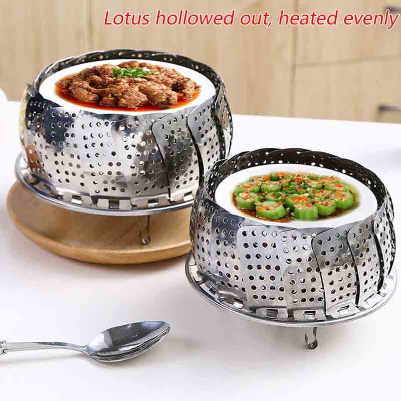 Stainless steel foldable steamer folding dish