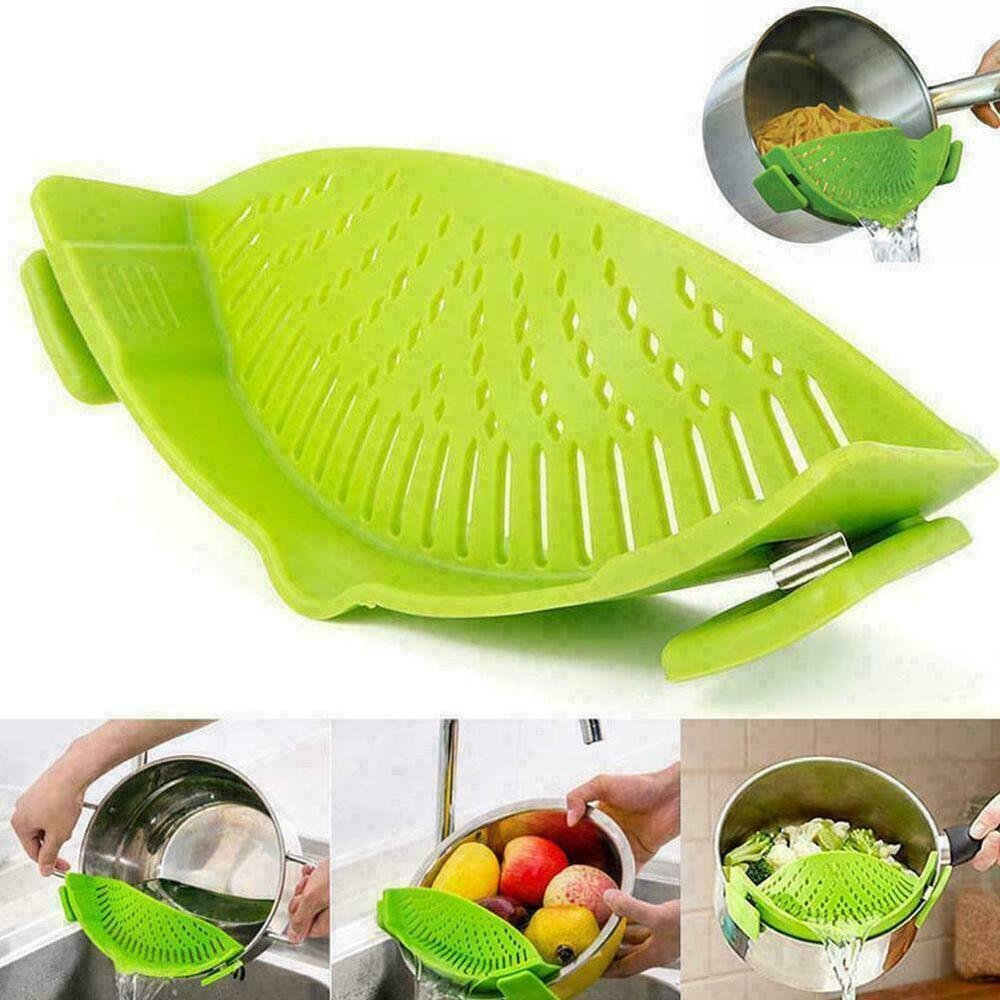 Pot drainer pan strainer silicon filter clip on pot pan