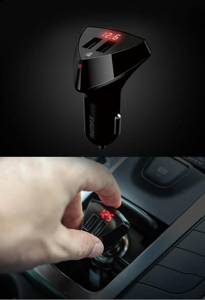 Remax aliens 2usb car charger voltage indicator 3.4a rcc-208 - black